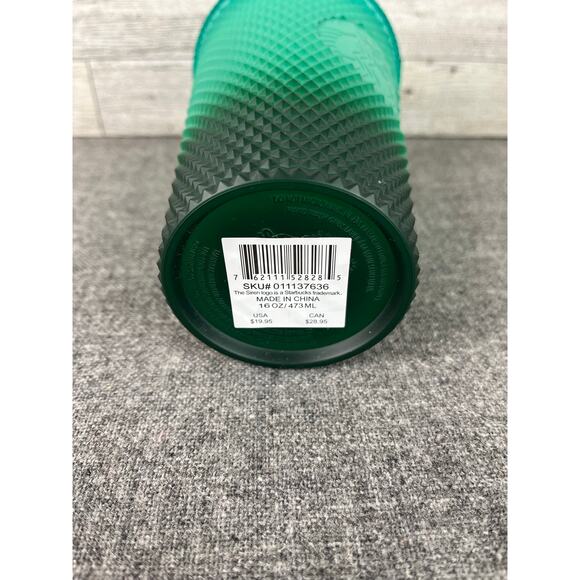 Starbucks 2022 WAXBERRY Green Mint STUDDED Ombré Tumbler Grande NEW Holiday Cup - Picture 7 of 7